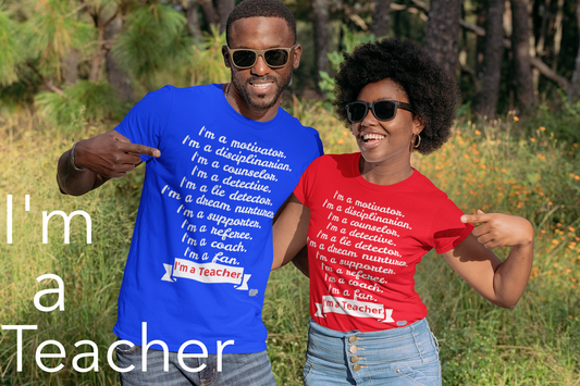 I'm a Teacher white/writing Short-Sleeve Unisex T-Shirt